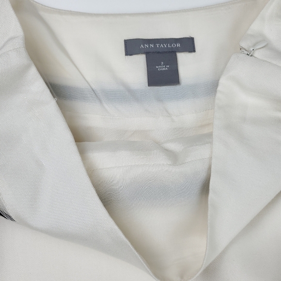 Ann Taylor Cream Blk Stripe Lace Silk Skirt Sz 2 - Picture 7 of 13